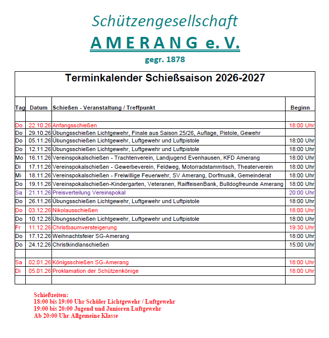 Terminplan 2026-27
