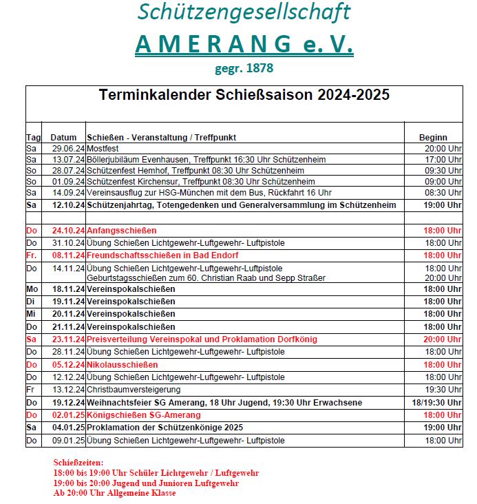 Terminplan 2024-2025