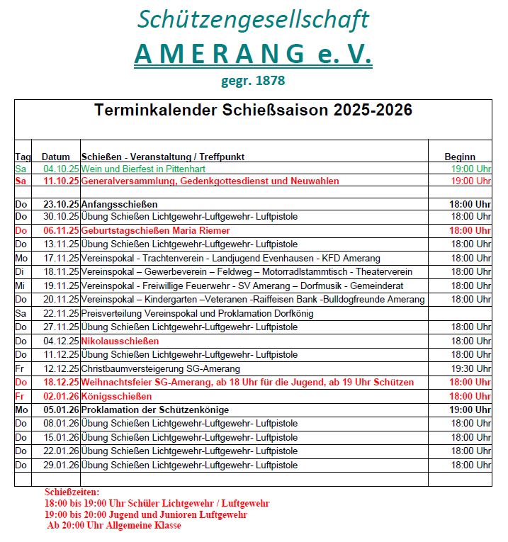 Terminplan 2025-2026