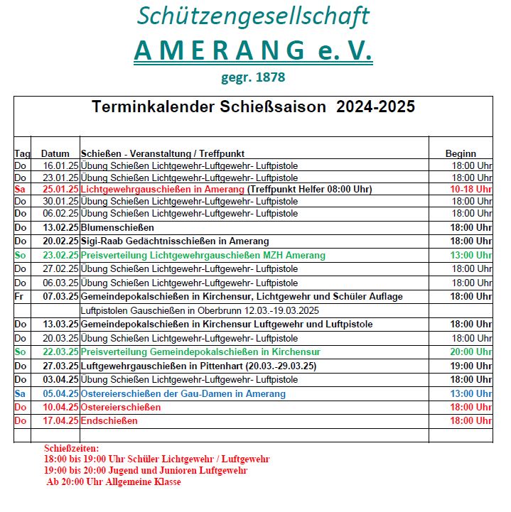 Terminplan 2025