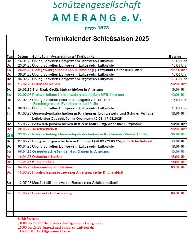 Terminplan 2025